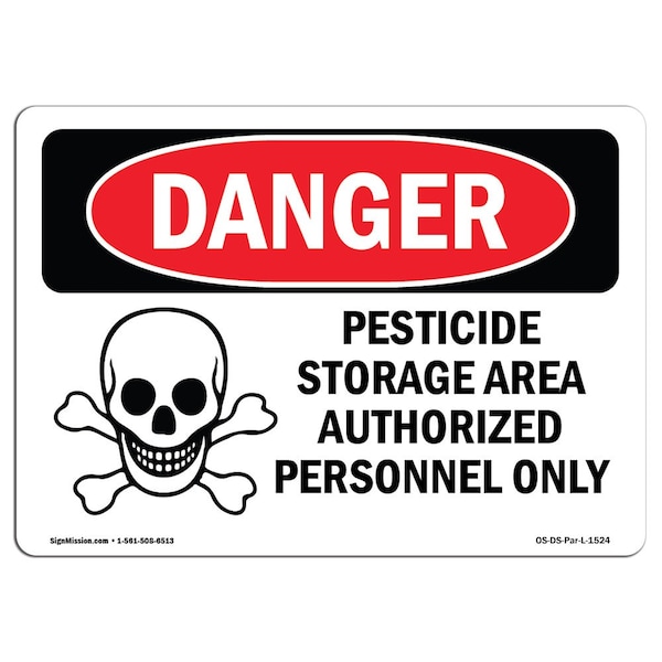 Signmission OSHA Danger Sign, 18" Height, 24" Width, Aluminum, Pesticide Storage Area, Landscape, 1824-L-1524 OS-DS-A-1824-L-1524 - main